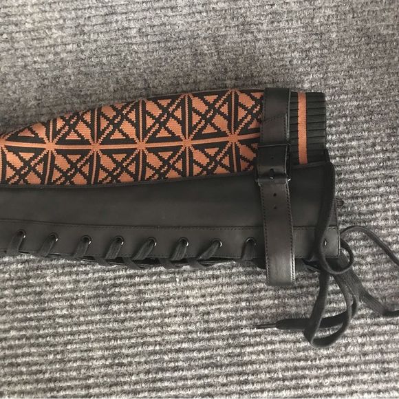 Antonio Melani Boots Women's Size 6 Black Logo Print Tall Combat Lug Sole - Picture 13 of 15